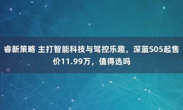 睿新策略 主打智能科技与驾控乐趣，深蓝S05起售价11.99万，值得选吗